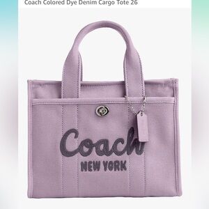 Coach Colored Dye Denim Cargo Tote 26 Soft Purple